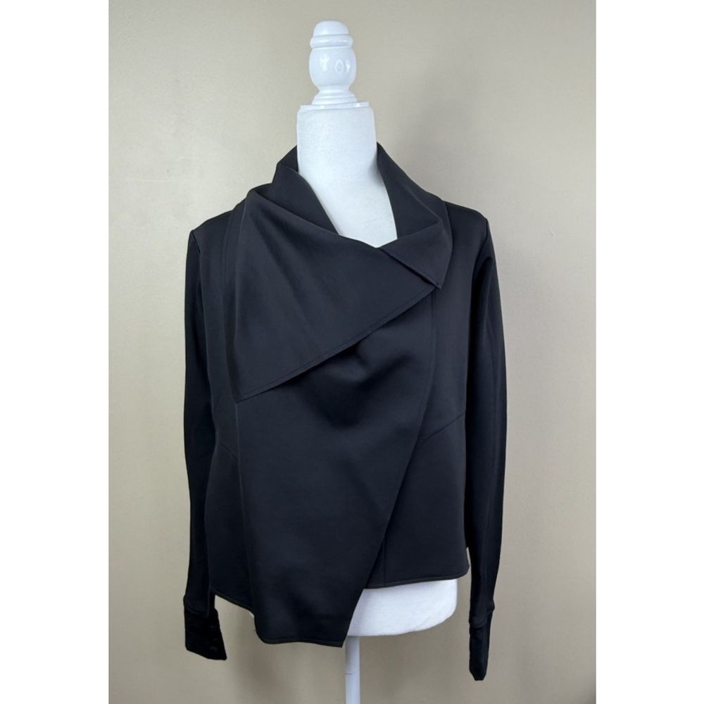 Alala Sophisticate Drape Black Jacket Medium Womens Athletic Workout Thumbholes - Picture 6 of 10